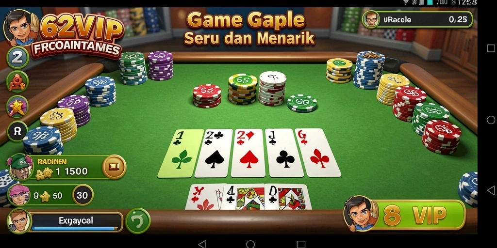 Tampilan gameplay Gaple yang menarik di 62VIP.
