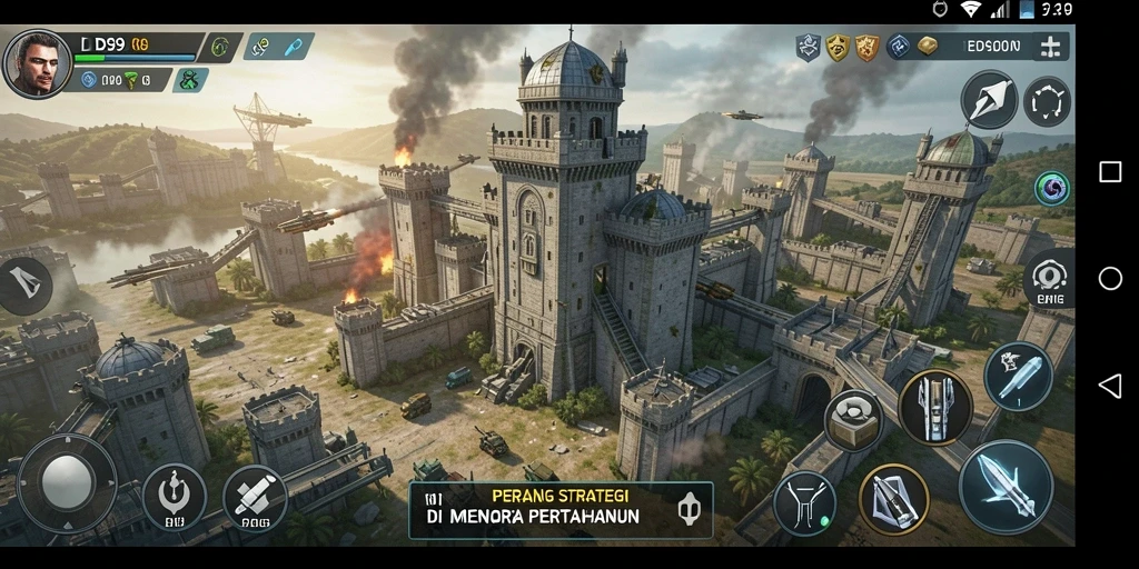 Tampilan gameplay menakjubkan dari DS99 di arena Tower Defense.