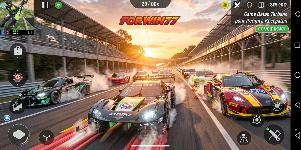 Gameplay balap yang seru dan menegangkan di FORWIN77.
