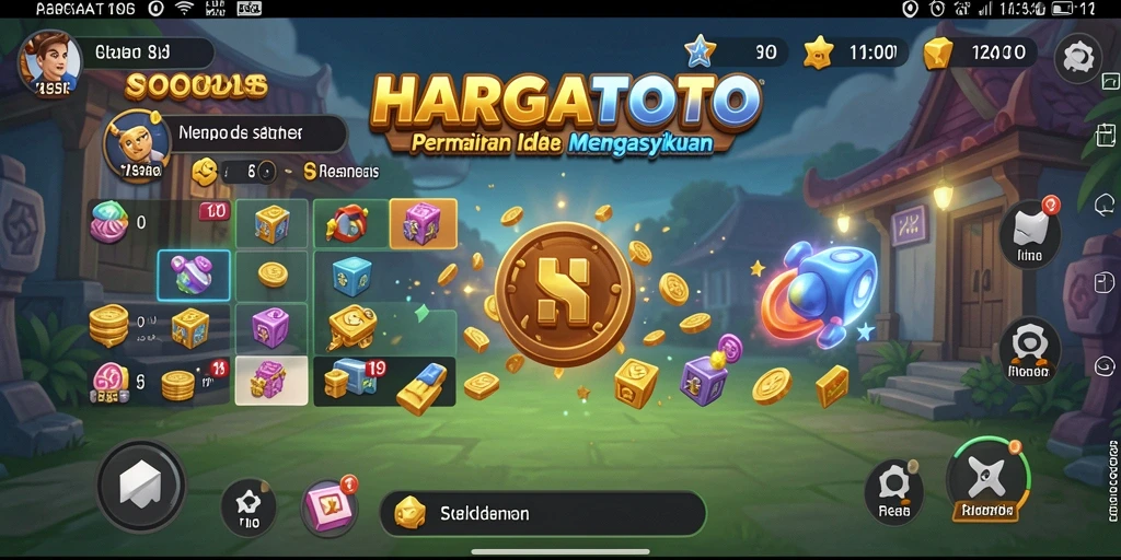 Tampilan gameplay HARGATOTO yang menarik dan penuh warna.