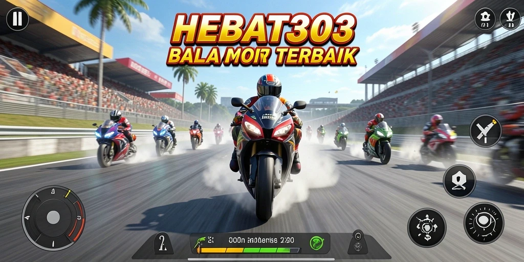 Gameplay mendebarkan dari HEBAT303 dengan balapan motor cepat.