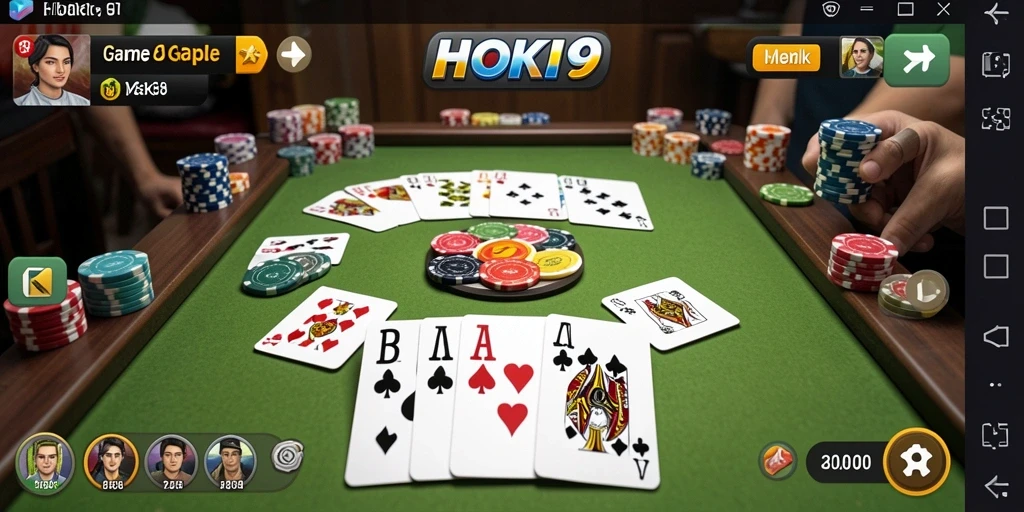 Tampilan screenshot HOKI9 menunjukkan gameplay Gaple yang menarik dan seru.