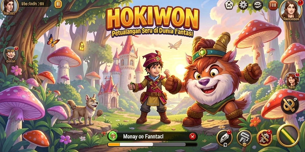 Gameplay seru HOKIWON dalam dunia petualangan fantastis.