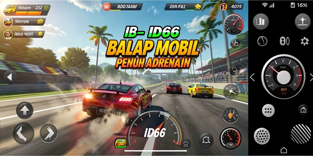 Gameplay balapan seru dengan mobil kustom di ID66.