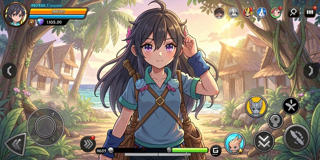 Tampilan gameplay IND89 yang penuh aksi dan karakter anime.