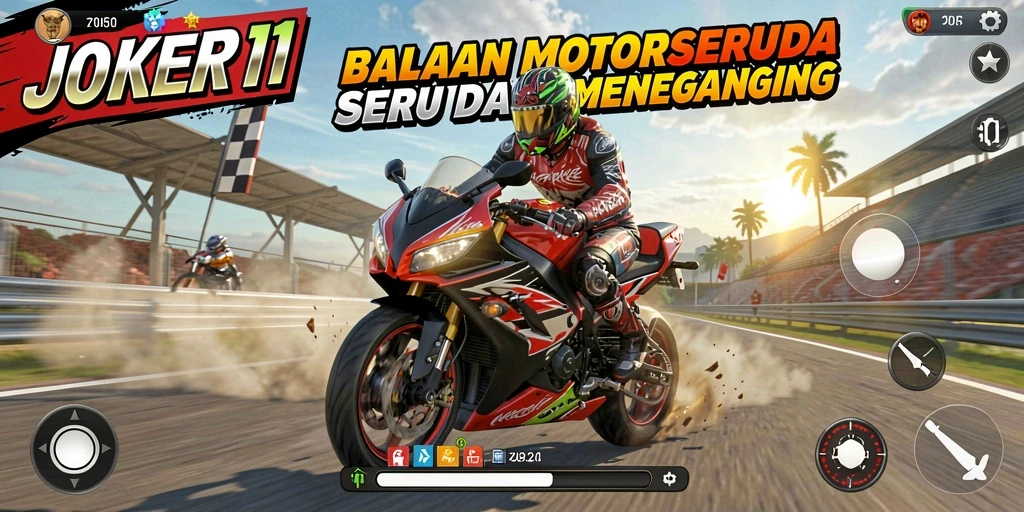 Tangkapan layar JOKER11 menampilkan aksi balapan motor yang mendebarkan.