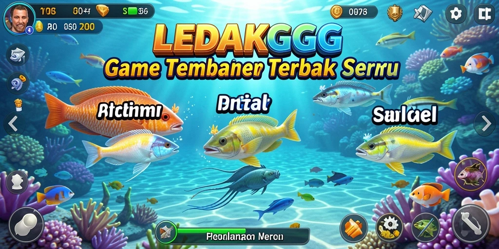 Tampilan gameplay <strong>LEDAKGG</strong> yang mendebarkan saat menembak ikan.