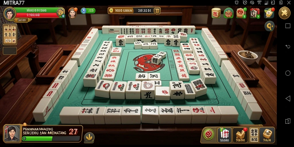 Tangkapan layar utama MITRA77 menampilkan gameplay Mahjong yang menarik dan interaktif.