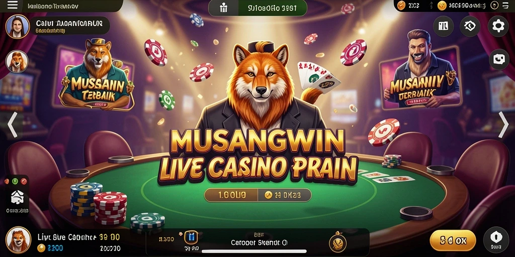Tampilan menarik dari gameplay Live Casino di aplikasi MUSANGWIN.