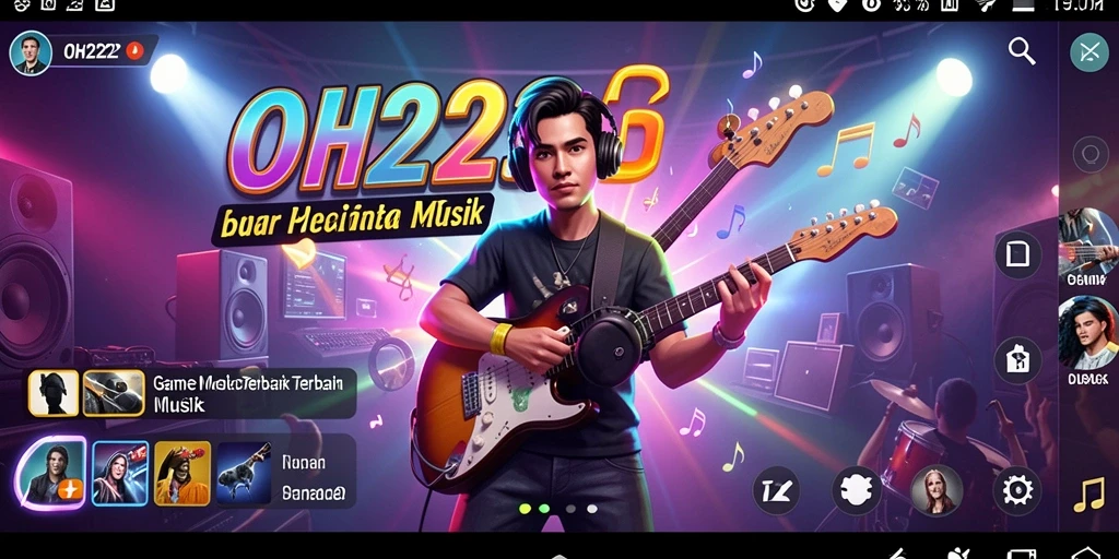Screenshot utama OH222 menampilkan gameplay seru dan interaktif dengan musik.