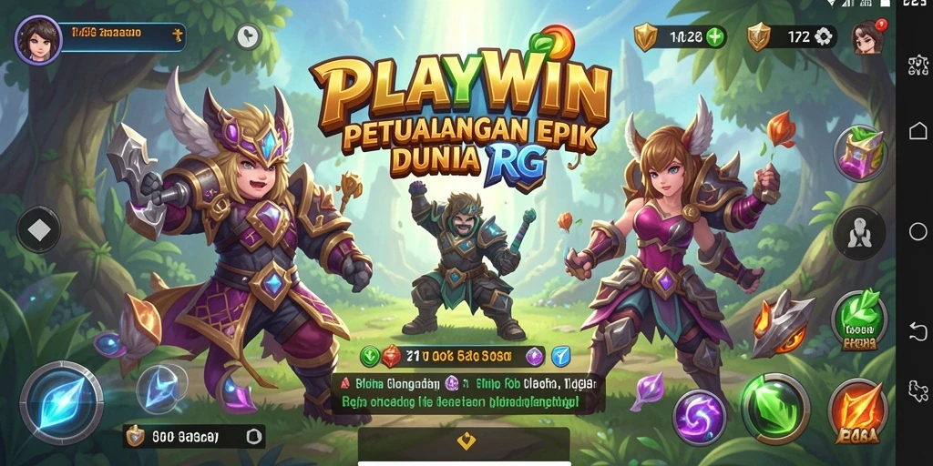 Screeshot gameplay RPG epik di PLAYWIN dengan karakter beraksi.