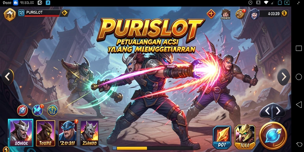 Screenshot gameplay yang menampilkan aksi mendebarkan di PURISLOT.