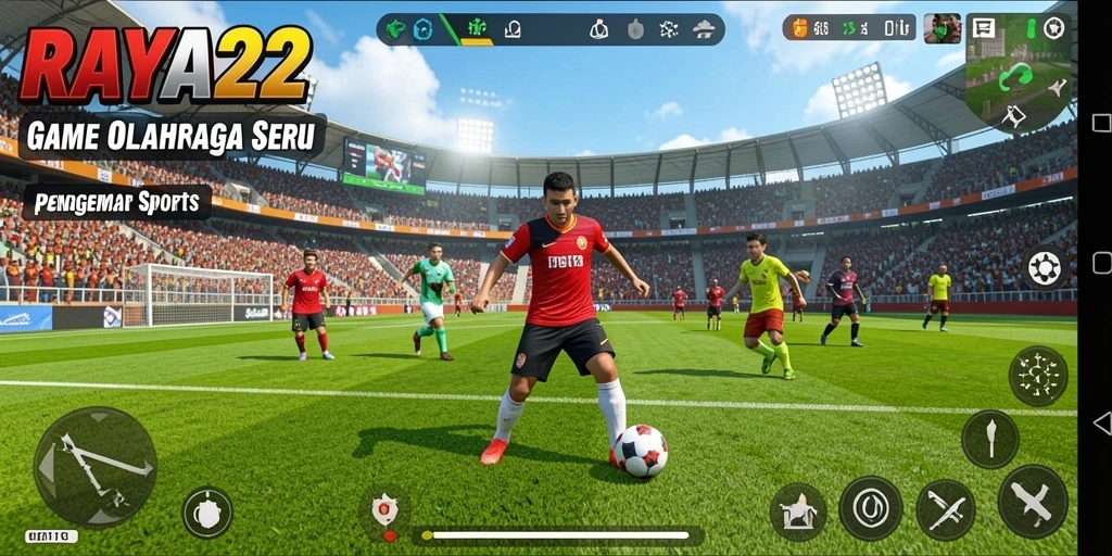 Tampilan gameplay <strong>RAYA22</strong> yang mengesankan dengan aksi olahraga yang seru.