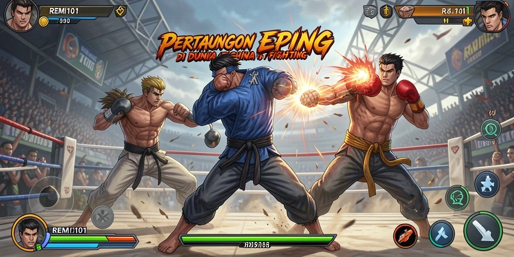 Tampilan gameplay <strong>REMI101</strong> yang mendebarkan dengan pertarungan yang intens.