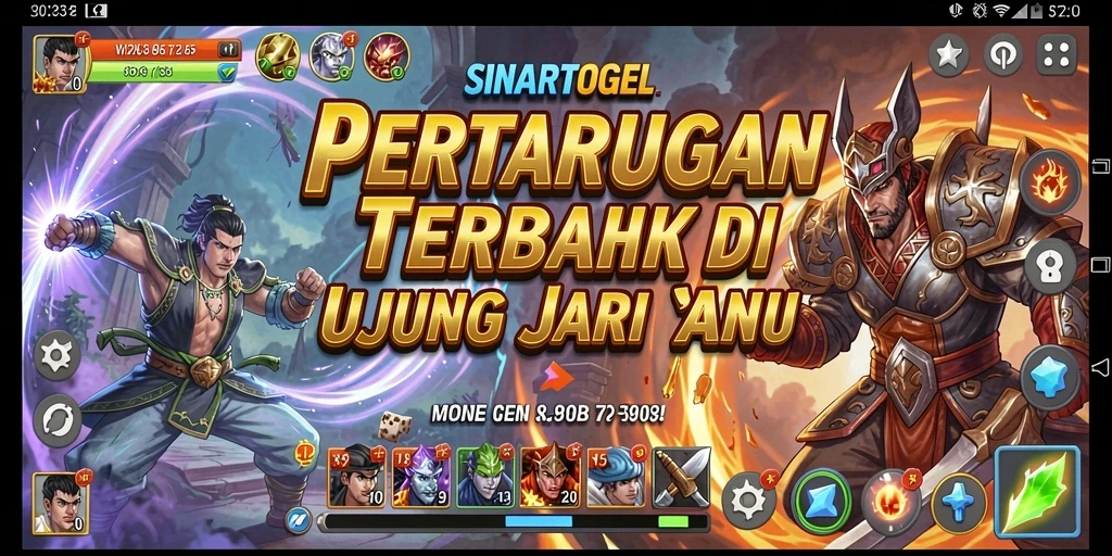 Tangkapan layar gameplay SINARTOGEL menampilkan pertarungan seru dan karakter dinamis.