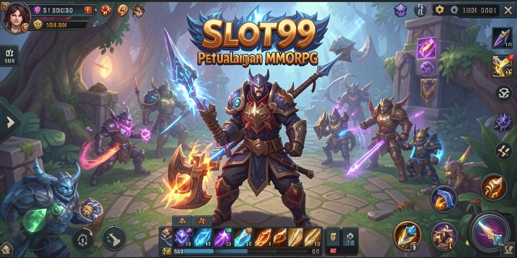 Screenshot gameplay SLOT99 menampilkan aksi seru dalam pertempuran MMORPG.