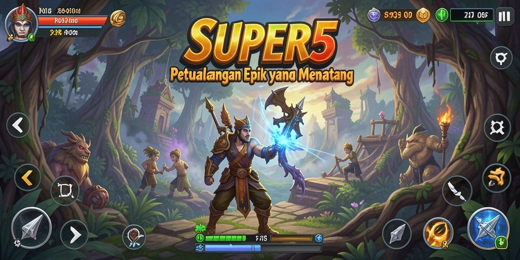 Tampilan gameplay SUPER5 yang menarik dan penuh petualangan.