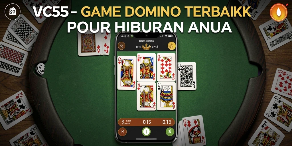 Screenshot utama VC55 menampilkan gameplay domino yang seru dan interaktif.